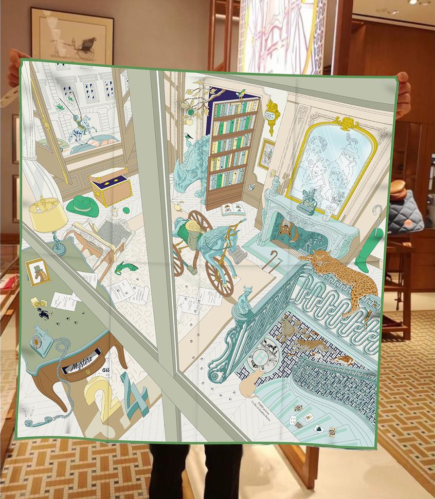 90cm Twill Silk Scarf Shawl Luxury Brand Mystery Of 24 Print Square Scarves Women Hijabs Bandana Silk Foulards Neckerchief