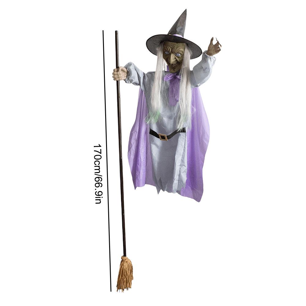 Halloween Flying Witch Decoration Outside Horror Spooky Flying Witch With Sounds Lights Garden Haunted House Decor Prop
