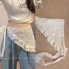 Women's Ballet Lace Trim Skirt with Peplum Waistband and Triangle Scarf Accessory (2025 Style)