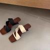 Летние Новые Модные и Универсальные Нишевый Дизайн Ретро Сандалии на Танкетке Квадратный Носок Открытый Носок Сандалии на Высокой Шпильке и Шлепанцы
