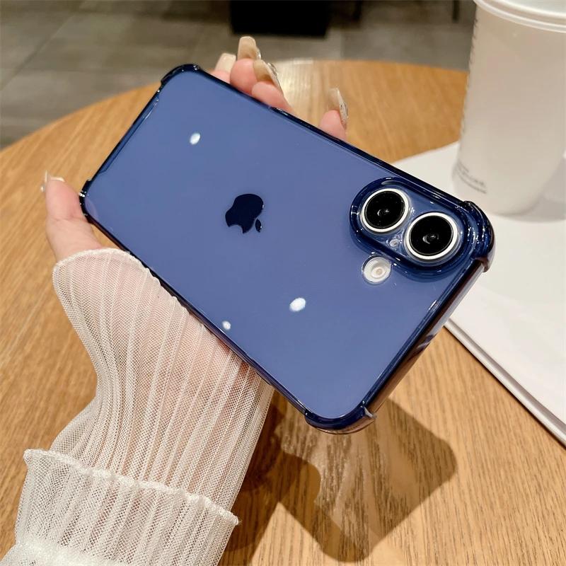 Флуоресцентный неоновый ударопрочный прозрачный чехол для iPhone 16 15 14 Plus 13 12 11 Pro Max, тонкий мягкий силиконовый чехол из ТПУ карамельного цвета