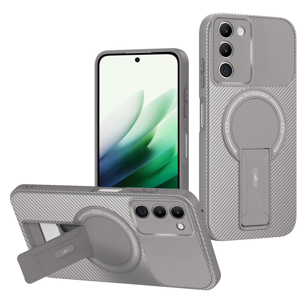 Для Xiaomi Redmi 15 5G (Глобальный) (169 мм) Чехол Текстура Углеродного Волокна ПК+ТПУ Чехол для Телефона с Подставкой
