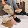 Anti-slip Thick Plush Snow Boots Women Faux Suede Platform Fur Winter Boots Woman Slip On Warm Cotton Padded Shoes Female 45