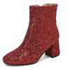 Gold Silver Blue Sequined Cloth Glitter Shoes Women High Heels Ankle Boots