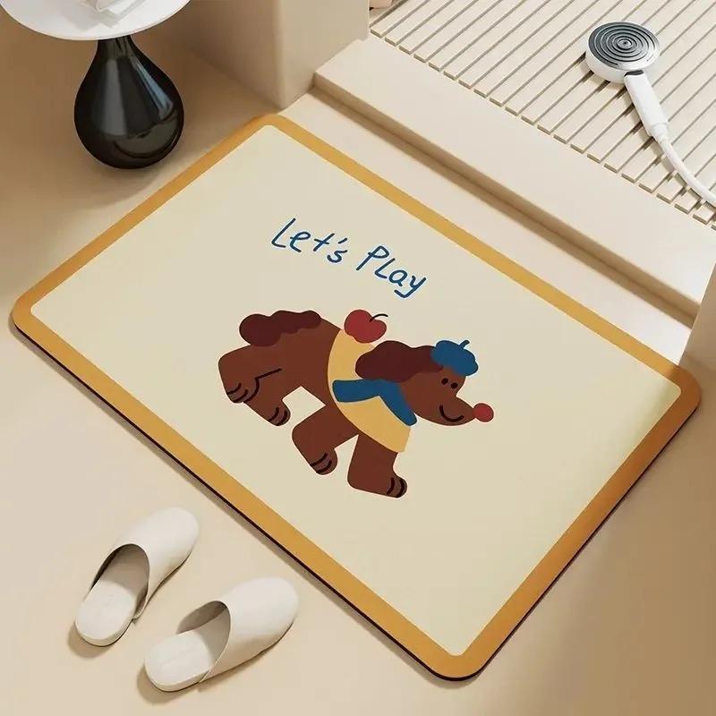 Skater Dachshund Door Mat Small Carpet Cartoon Dog Design with Skateboard Element Anti-slip Rug for Home Decor INS