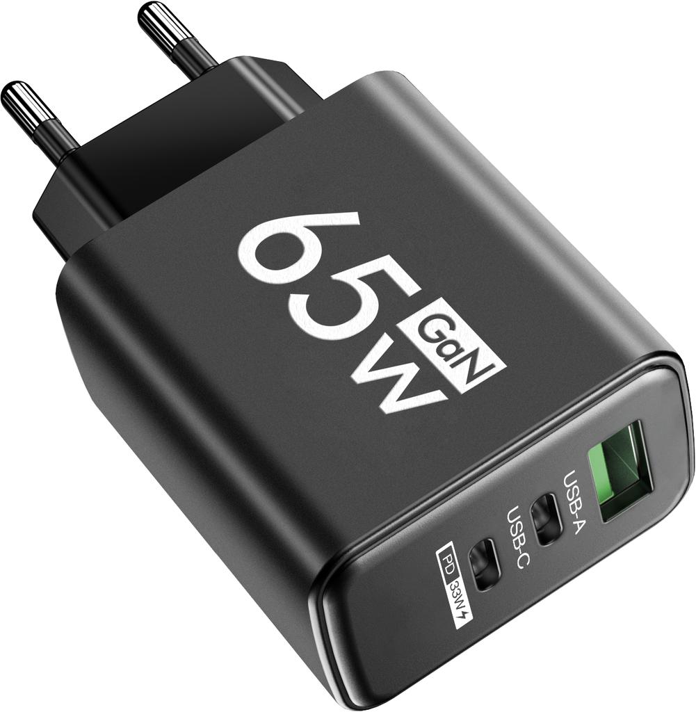 PD 65W USB C зарядное устройство GaN зарядное устройство быстрая зарядка 3.0 Type C телефонный адаптер для iPhone 15 14 Samsung Xiaomi 3 порта быстрое настенное зарядное устройство