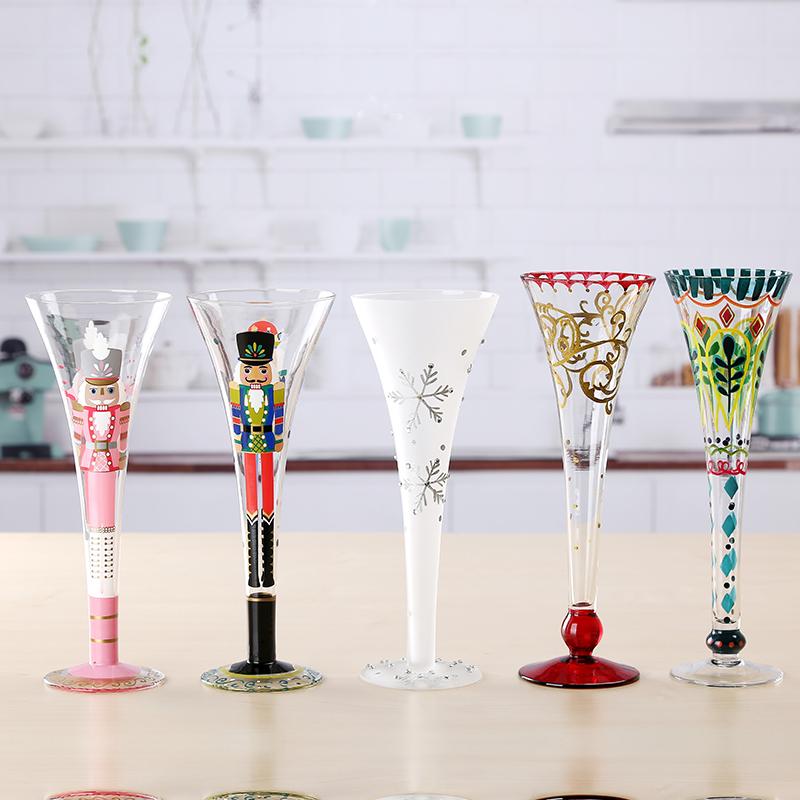Nordic Lead Free Glass Cup, Creative Hand Painted Cocktail Glass, Champagne Glass, Hotel Bar, Household Drinking Glasses