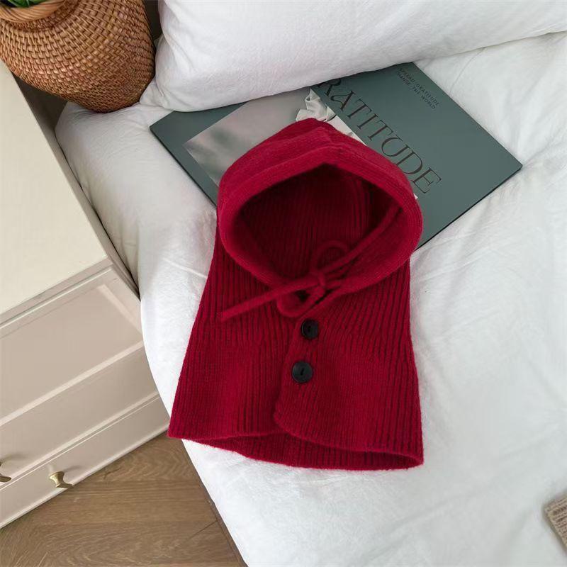 Женская зимняя вязаная шапка-балаклава с шарфом и наушниками