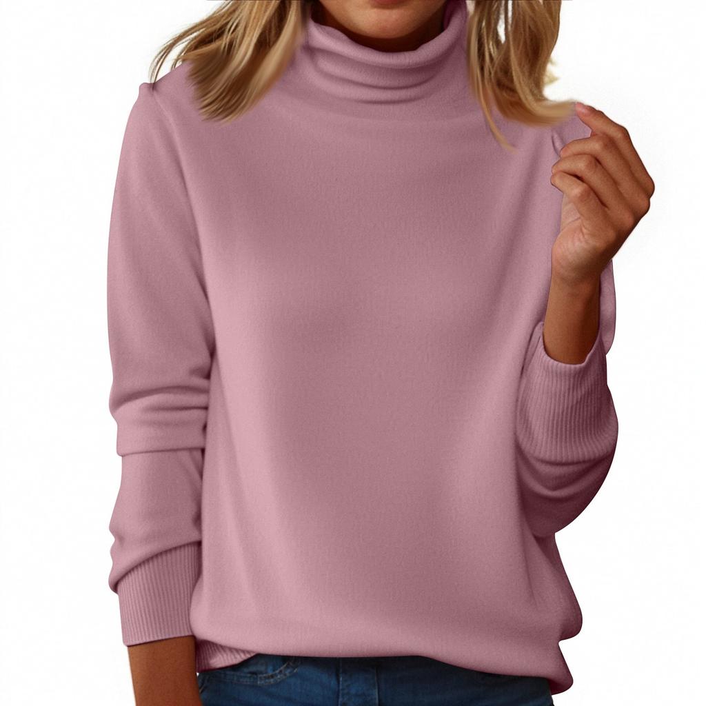 Women's Slim Fit Temperament Wool Long Sleeve Seamless Turtleneck Sweater