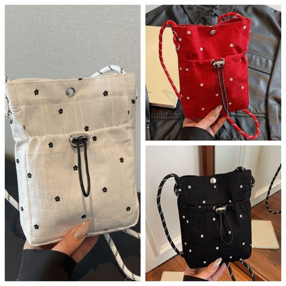Flower Printed Pleated Cloud Crossbody Bag Lightweight Folded Slant Bag Phone Shoulder Bag  Daily