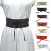 Women Bowknot Simple Wrap Ladies Dress Cummerbands Corset Waistband Wide Waist Band Leather Belt