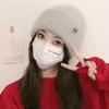 New Knitted Hat for Women Korean Version Winter Velvet Thickened Warm Trendy Fashionable Lettered High End Woolen Hat