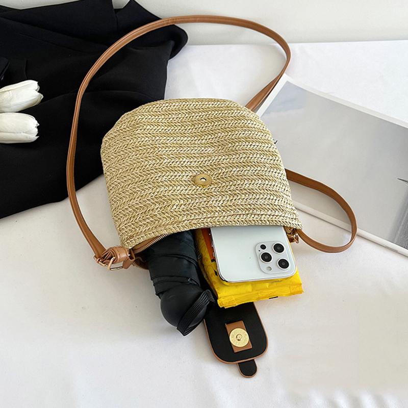 Женские сумки-мессенджеры Плетеные летние сумки с верхней ручкой Ручной работы Модные Праздничные Повседневные Простые Сумки-седла Женская соломенная сумка CLE