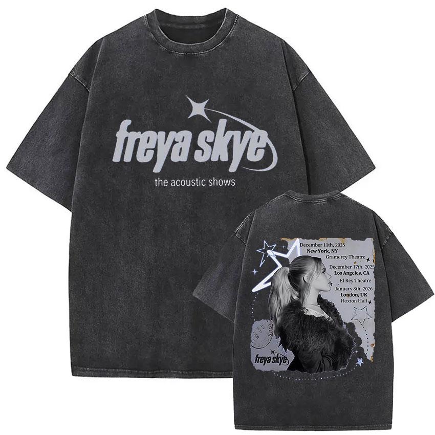 Freya Skye Stars Align Tour Vintage Washed T Shirt Men Women Fans Gift Tops Clothing Tshirt Aesthetic Short Sleeve Tshirts