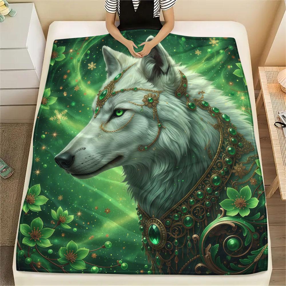 1Pc Mythicalcreatures Print Flannel Blanket, High quality Comfortable for All Seasons, Home Decor, Warmth and Comfort, Perfect for Christmas Gifts