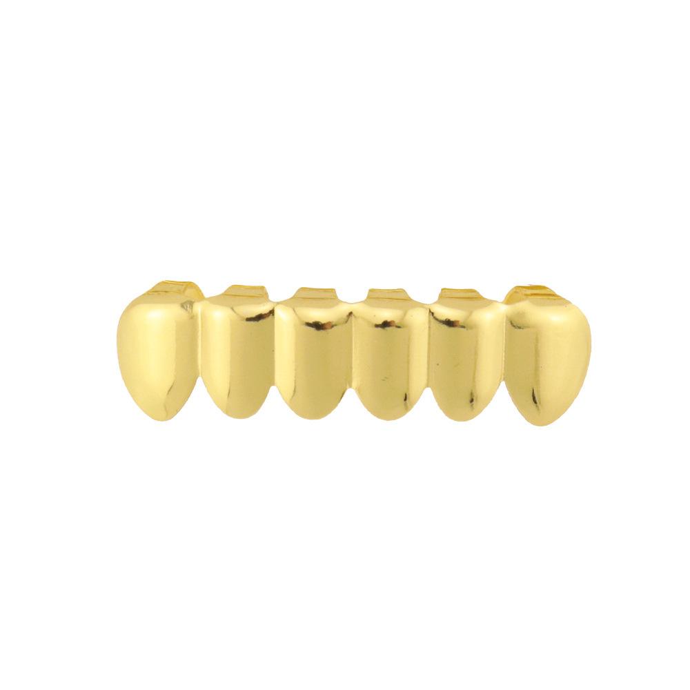 HIOHOP Решетчатый узор Позолоченные 18K Золотом Хип-Хоп Гриллзы - Верхний и Нижний Шесть Зубов Модный Аксессуар.