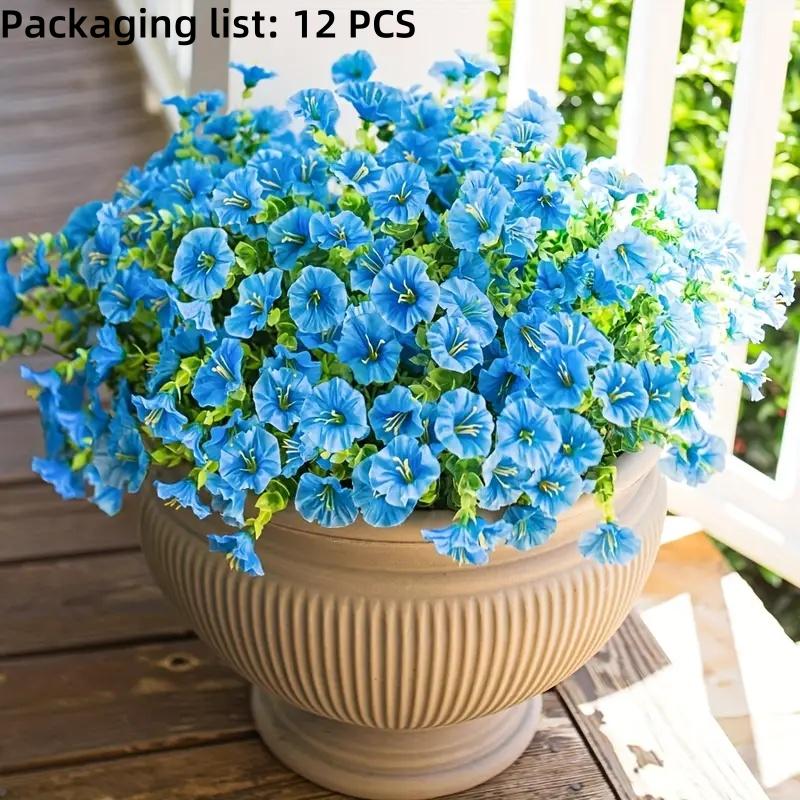 12 PCS Artificial Flowers Morning Glory-Outdoor Decor, Colorful Daisy Planter - Front Door, Porch, Patio, Window Box-Home Decor