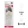 Set of 6 Cross-border Nylon Hair Oil Painting Brushes with Multiple Heads, Pearlescent White Handle, Ideal for Watercolor and Acrylic Art