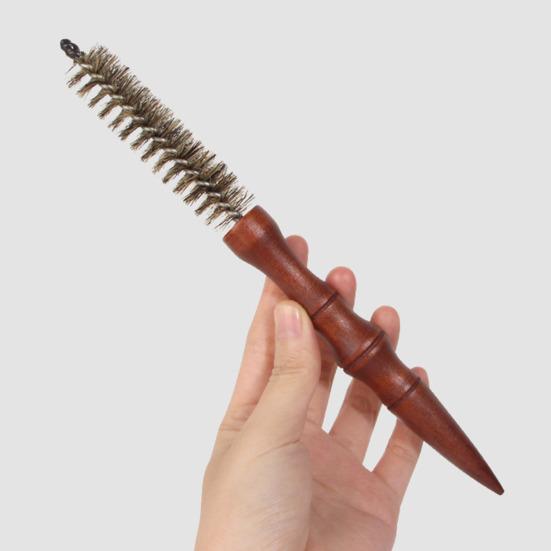 Маленькая круглая щетка из щетины кабана с деревянной ручкой, натуральная щетина для мужчин и женщин, короткие тонкие волосы, завивка, сушка феном, распутывание, укладка