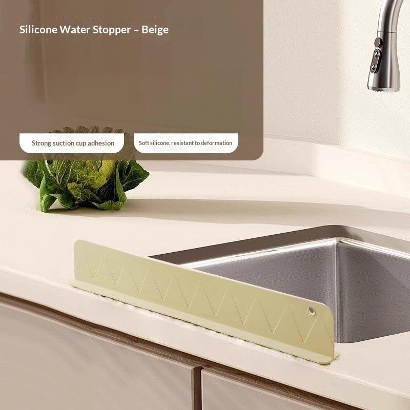 Silicone Sink Anti-splash Guard with Adhesive Suction Cups Reusable Water Blocker for Home Dishwashing Clothes Protection