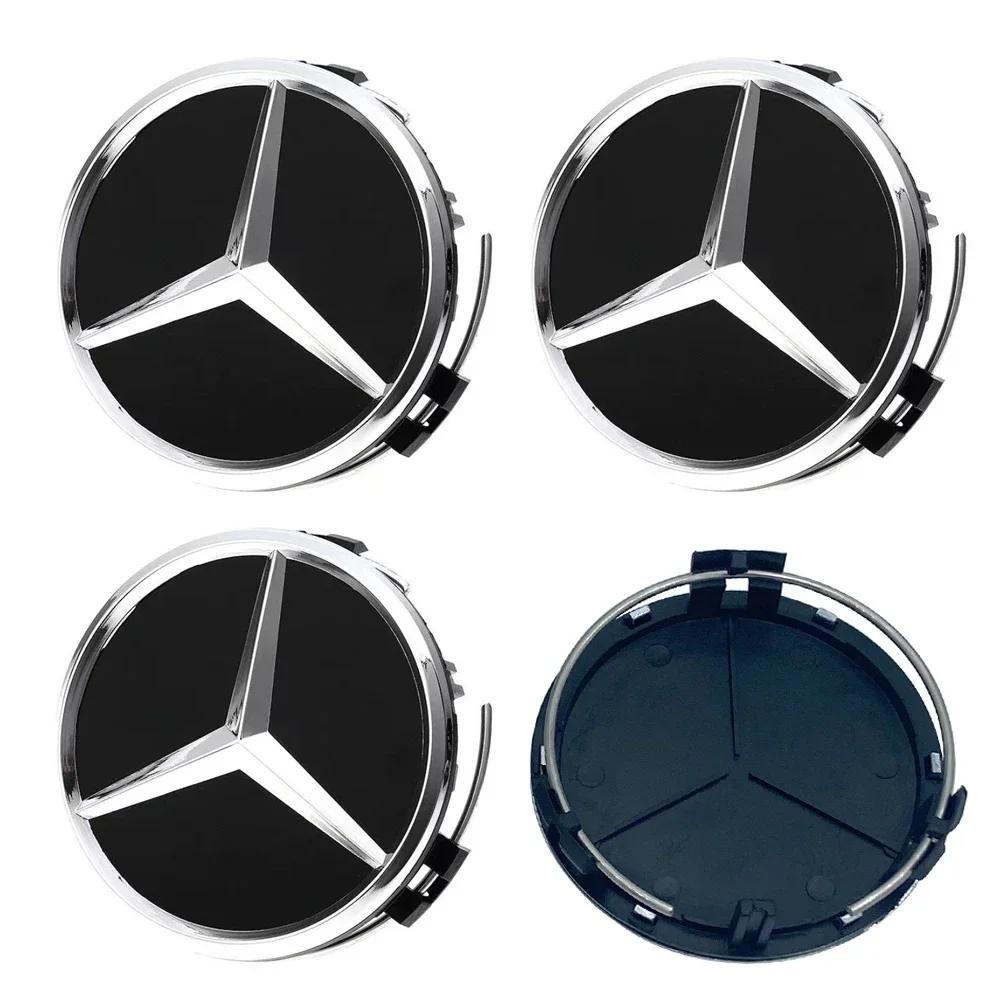 New For Mercedes Benz 4pcs 75mm Car Wheel Center Caps Rims Hub Caps For Mercedes Benz W204 205 A B C E S CLA CLK ML GLK GLA GLB