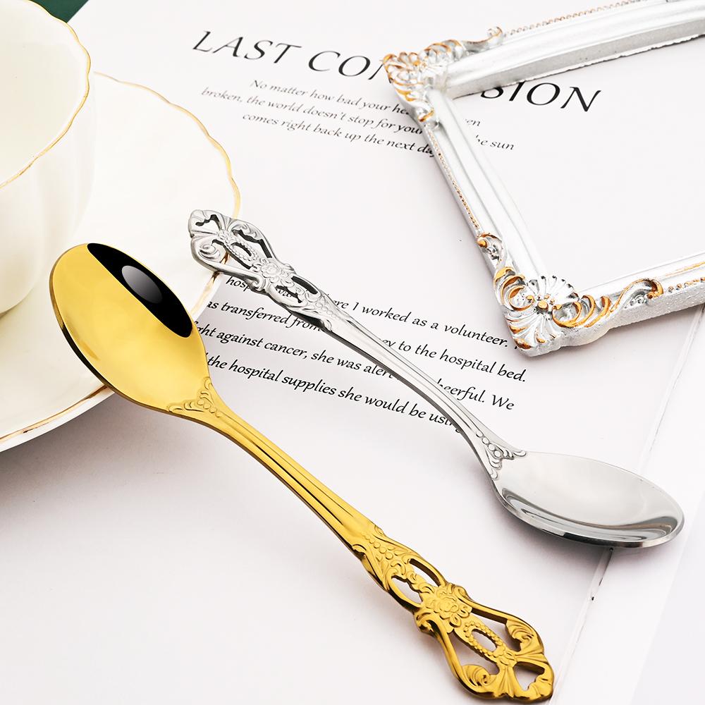 Черный кухонный набор столовых приборов, 1 шт., нож, десертная вилка, чайная ложка, набор столовых приборов, столовые приборы из нержавеющей стали, винтажный набор посуды