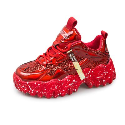 Светоотражающие массивные кроссовки, женская модная блестящая вулканизированная обувь, женские дизайнерские кроссовки на платформе, обувь