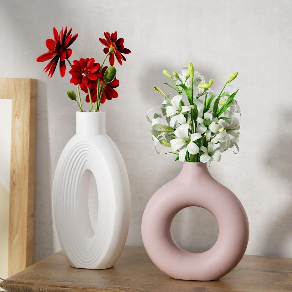 Hollow Out Silicone Vase Mold Oval Stripe Gypsum Mold Decorative Flower Pot Mold  DIY Crafts