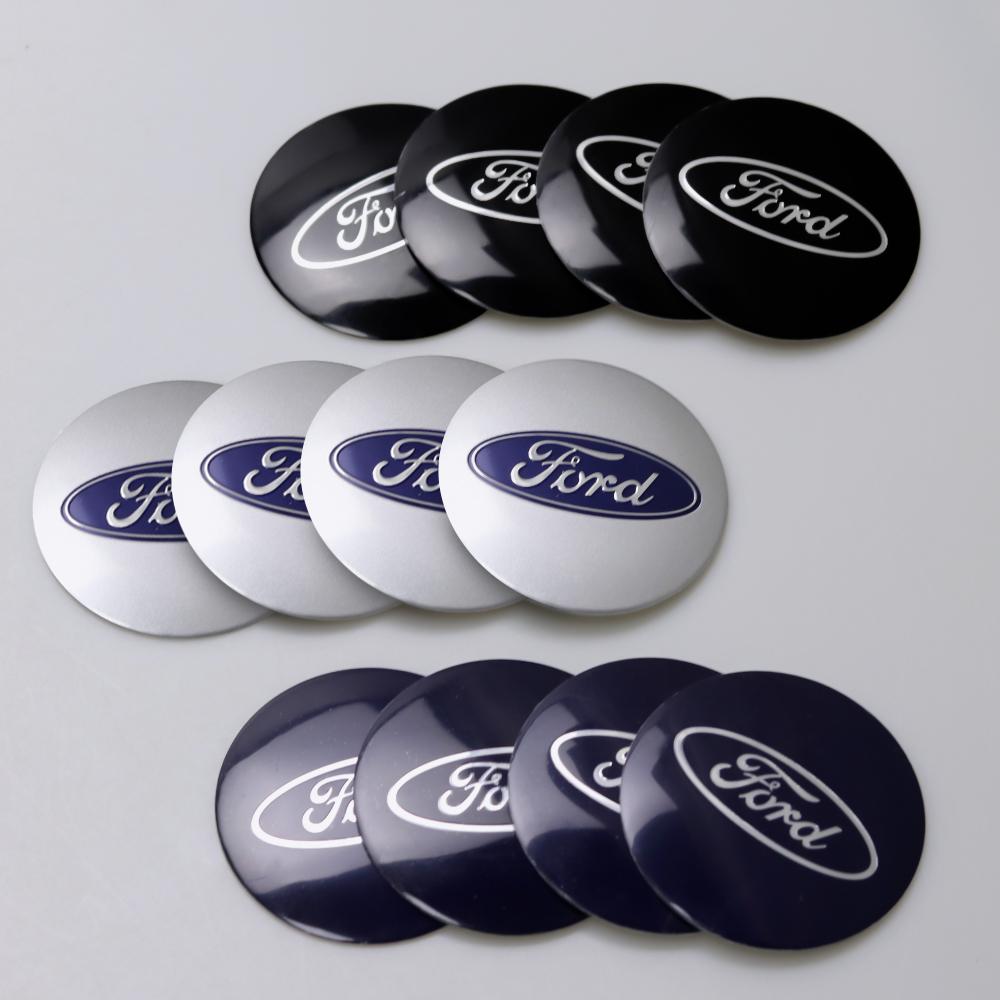 ISPN4 4PC 56MM Car Badge Styling Wheel Center Cap Sticker Decor For Ford Focus Kuga Mustang FOOSE Fiest ST Taurus Escape Explorer F150