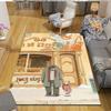 Custom Name,Ernest & Celestine Home Sofa Decoration for Living Room & Bedroom, Non‑Slip Play Flannel Floor Mat for Game Room
