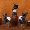 Dragon Egg Resin Ornament with LED Light Halloween Home Decoration Fly Dragon Night Light Sculpture Desk Accessories