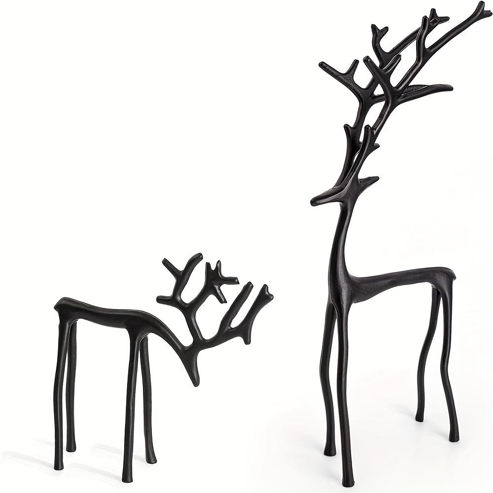 2PCS Black Reindeer Statue - Modern Christmas Decorations - Elegant Interior Festive Decorations