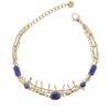 [R4509] - Golden Blue 'Cléopatra' Steel Designer Bracelet - 3 Rows