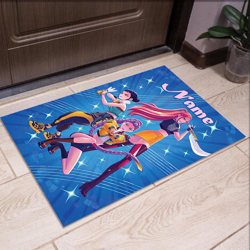 Custom Name KPop Demon Hunters Printed Carpet,Rug for Office Chair Living Room Bedroom Kitchen Room Decor Gifts.