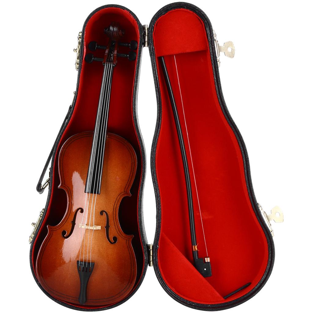 Mini Cello Model Ornament Bass Musical Instrument Wooden Decoration Delicate Gift