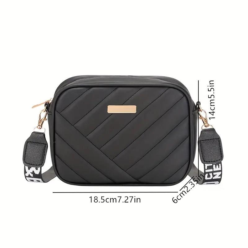 1PC High Quality Women's PU Rolling Strip Camera Bag Shoulder Bag Mobile Phone Bag Casual Crossbody Bag