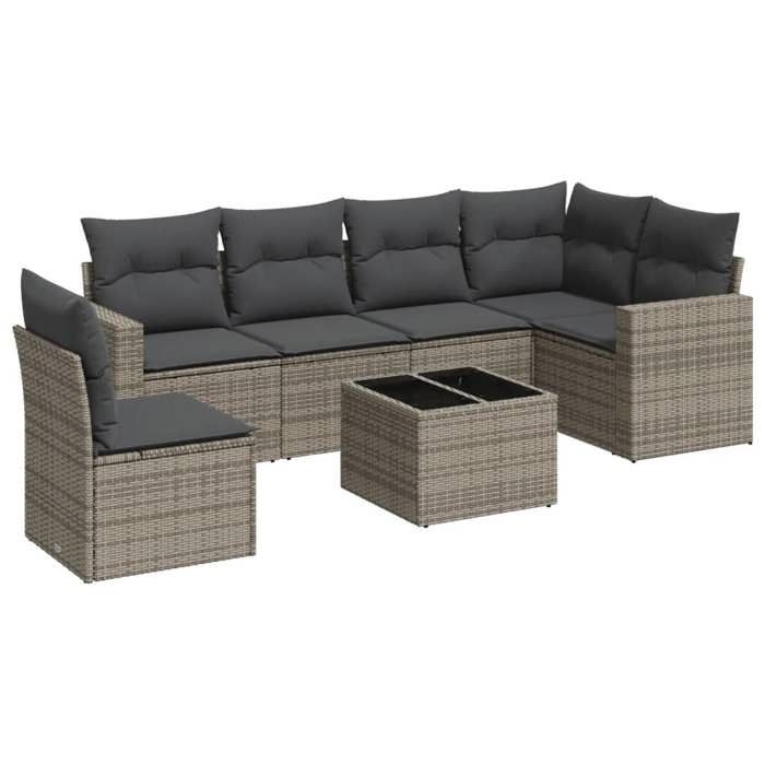 VidaXL Salon de Jardin avec Coussins 7 pcs, Canapés avec Pieds Réglables, Ensemble de Meubles d'Extérieur Patio Terrasse, 3251377