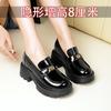 Thick-soled Inner Height Increase Women's Autumn One-pedal Camellia Round Head Small Leather Shoes Single Shoes Women