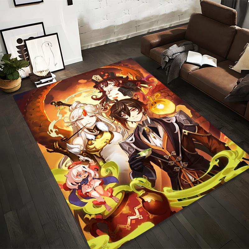 "Colorful Fantasy Anime Characters with Mystical Background Carpet" Suitable for use as an anti-slip for living room bedroom sofas