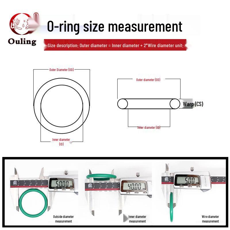 Green Oil-Resistant Fluororubber O-ring, Outer Diameter 41-50mm, Thickness 2mm