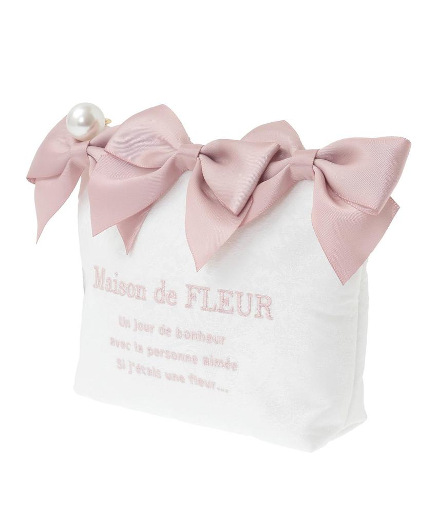 Мешочек-пенал Maison de Fleur с жаккардовой лентой, цвет слоновой кости, размер F, МешочекСумка на кулиске, 08000628600
