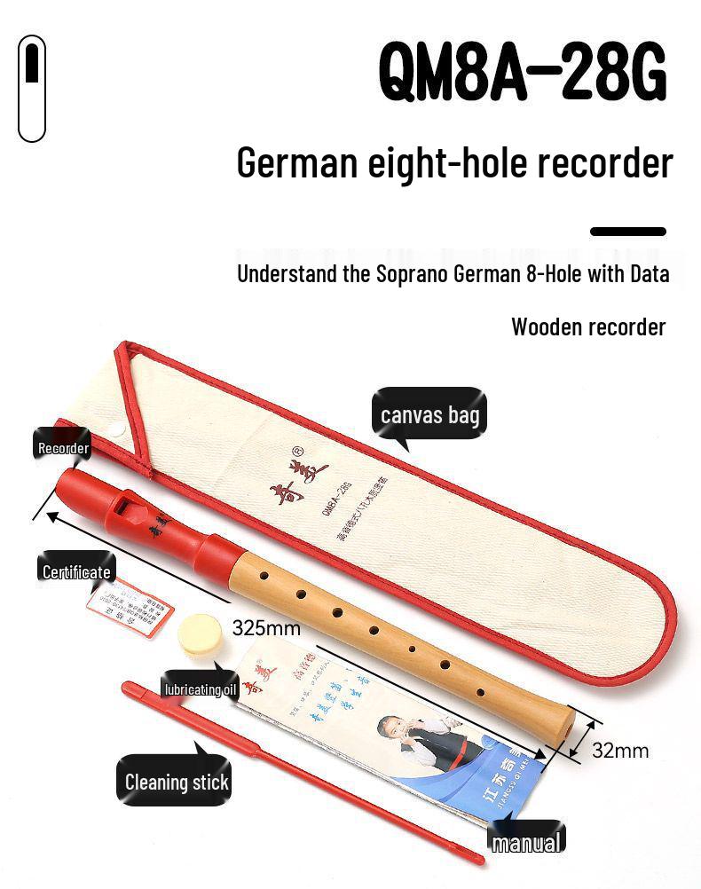 Chime Soprano Recorder: Half-Wood, Six/Eight-Hole, German/English Fingering, for Adults & Children.