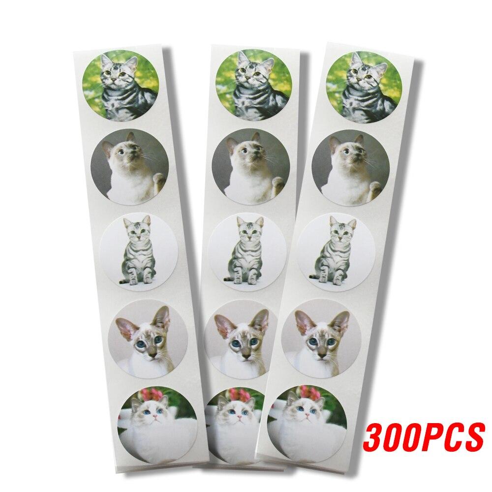 100-500 шт. креативные наклейки с изображением животных и кошек, 1 дюйм, этикетки, наклейка с наградой для школьного учителя, детский смайлик, канцелярские наклейки