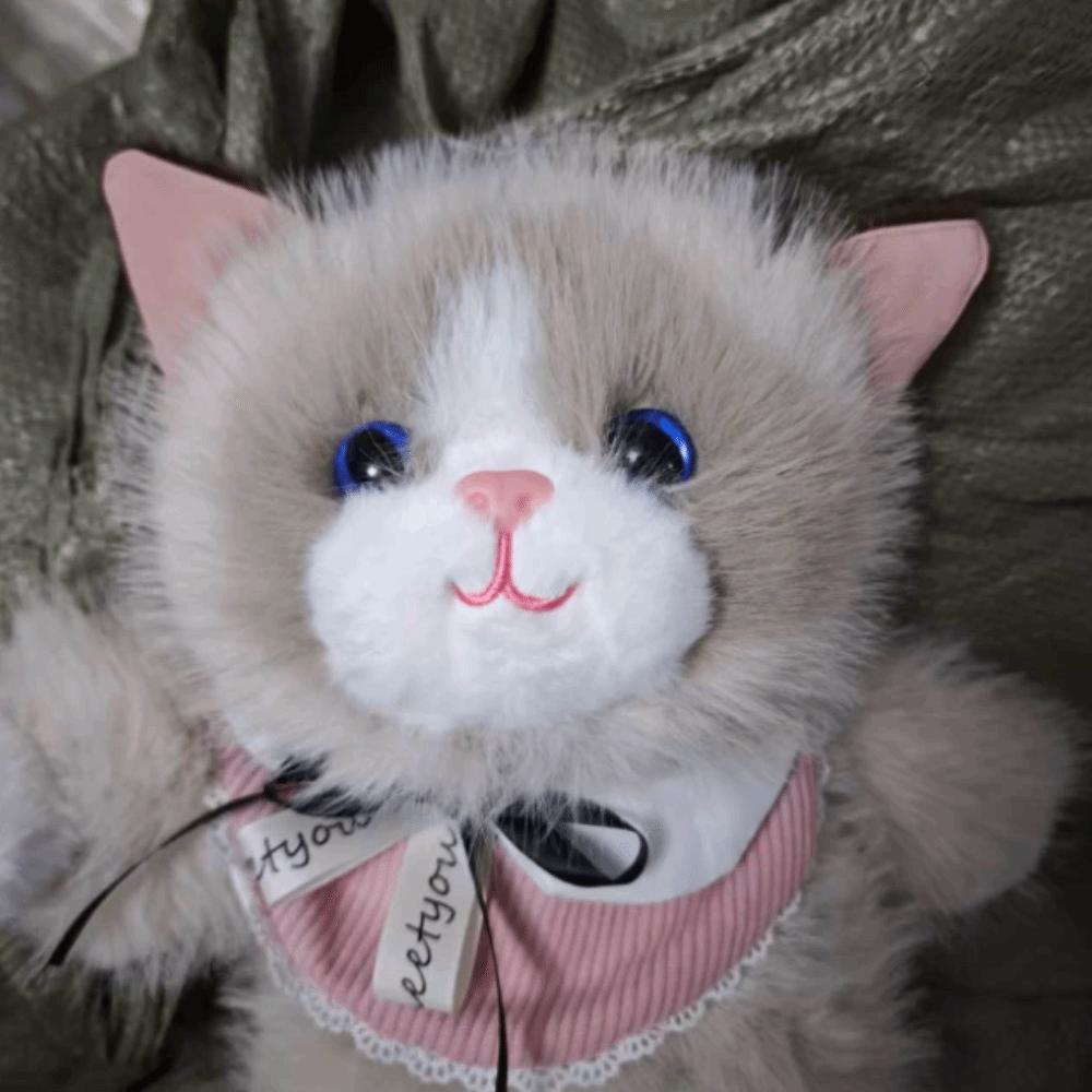 Lifelike Stuffed Animal Bag Fur Material Ragdoll Cat School Bag New Plush Backpack Birthday Gift