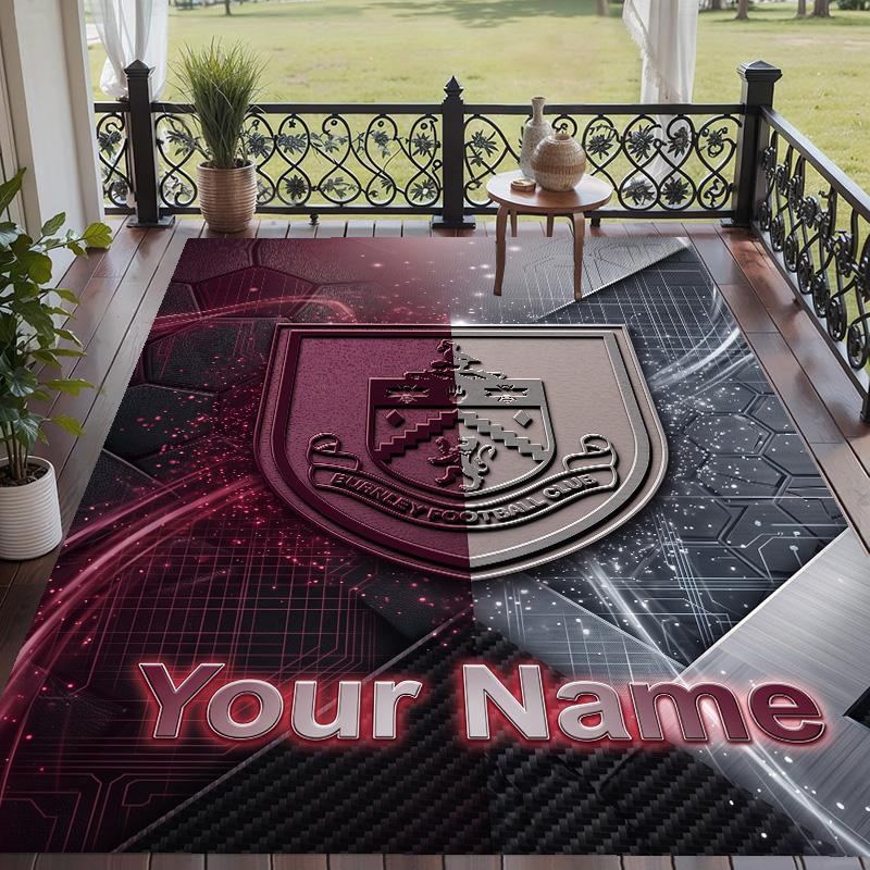 Custom Text Printed Rug Burnley Football Non Slip Floor Carpet For Home Room Decor