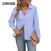 Women's Spring and Autumn Loose Commuter Casual Long-sleeved Pinstripe Shirt