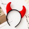Devil Horn Decor Headband Plush Fabric Handmade Lightweight Elastic Design Hair Hoop Cosplay Parties Halloween Accessories