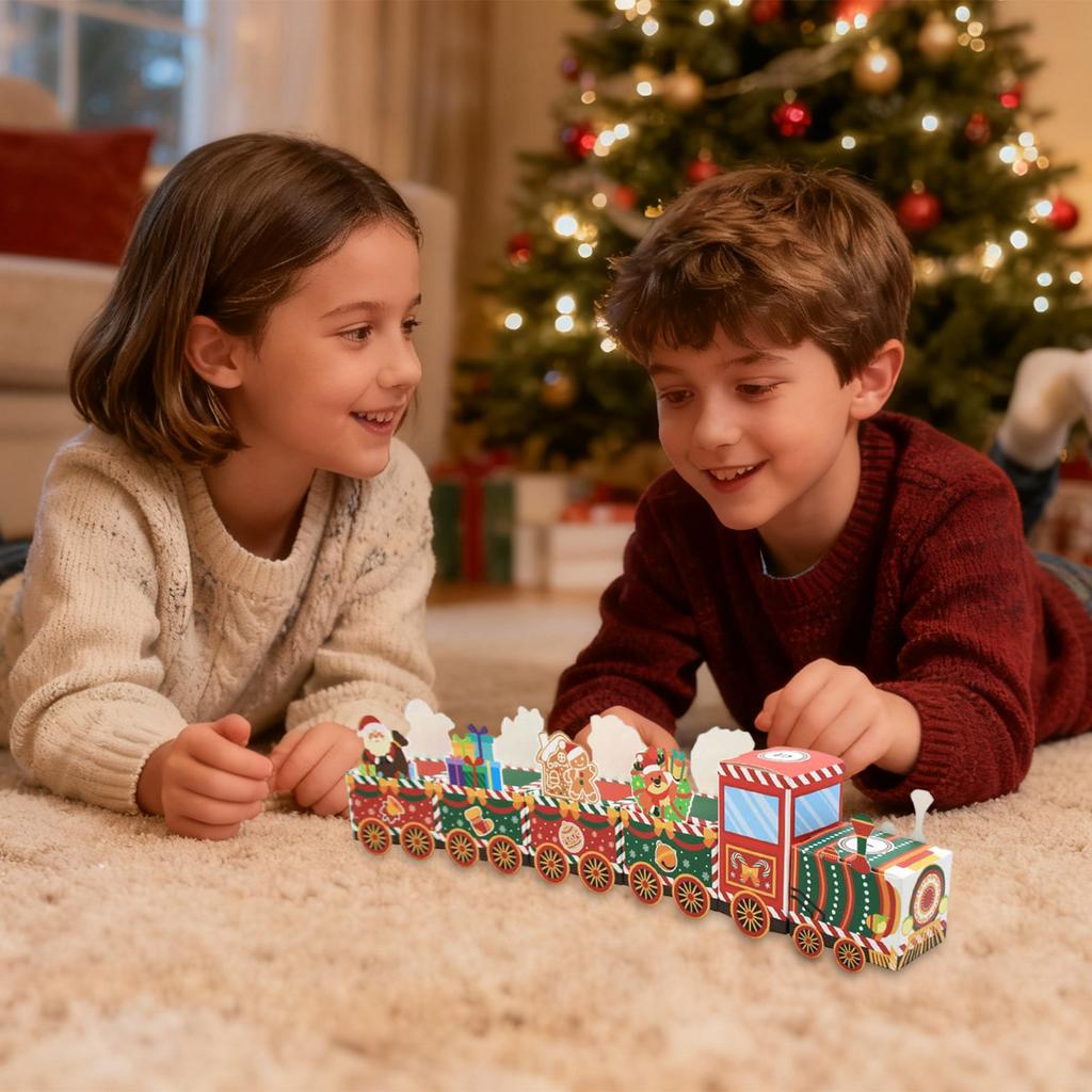 Рождественская коробка Новый рождественский адвент-календарь Маленький поезд Конфетная коробка Подарочная упаковочная коробка