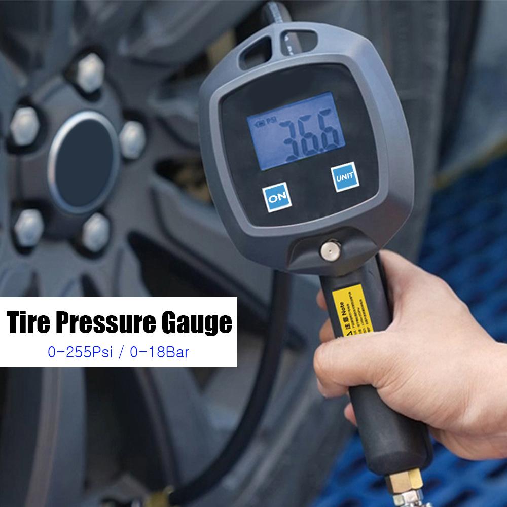 For Car Truck Vehicle High-precision Monitoring Inflation Gun Car Tire Manometro Tire Pressure Gauge Psi Bar Kpa Kg/cm2 Meter Digital Display