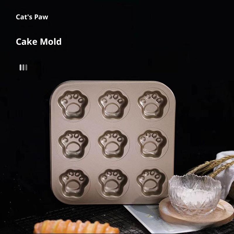 Форма для выпечки кошачьих лапок на 6/9/12 ячеек, противень, антипригарная углеродистая сталь, сделай сам, милая форма для конфет и торта, инструмент для декора, форма для печенья и конфет